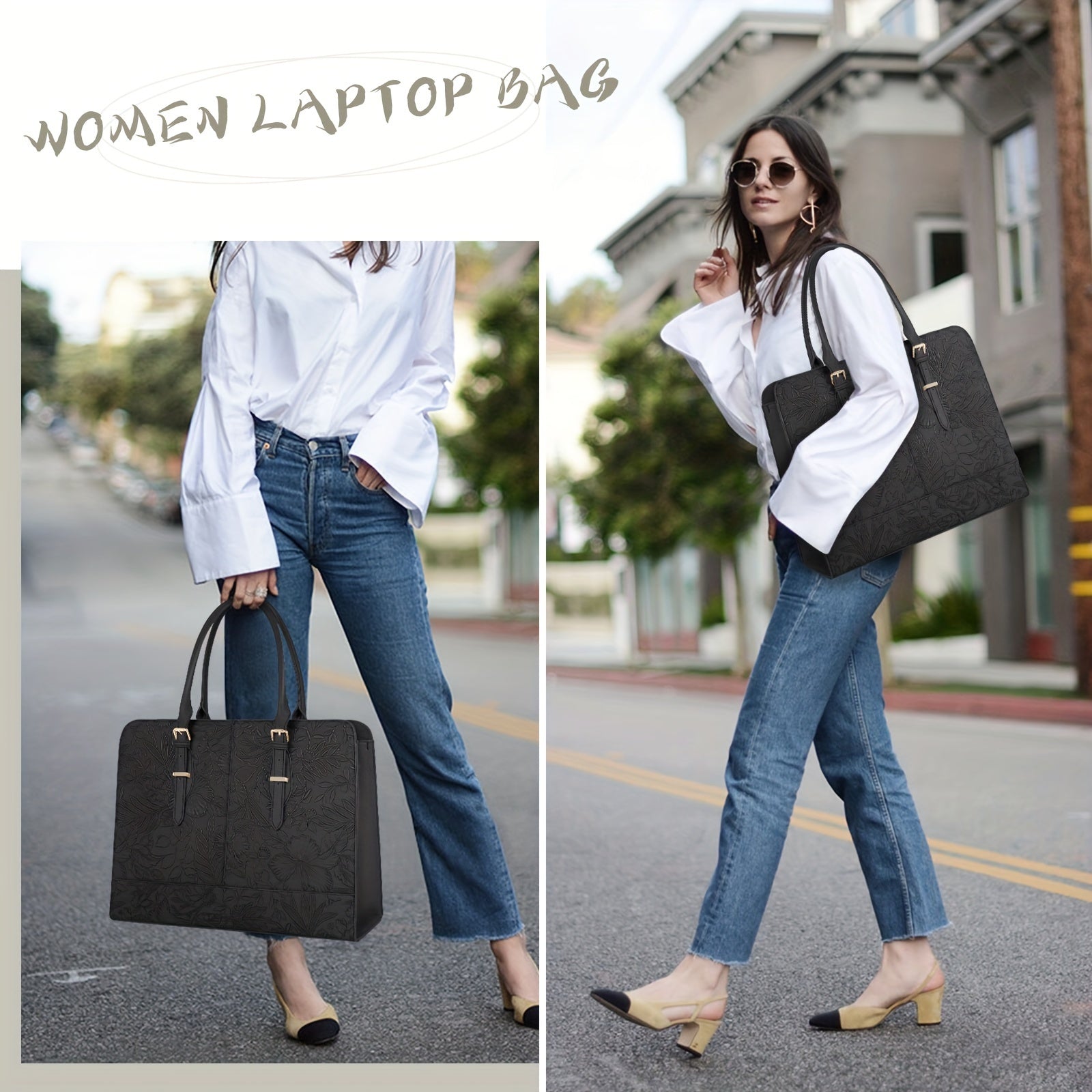 Women's Waterproof Laptop Work Bag PU Leather Business Briefcase