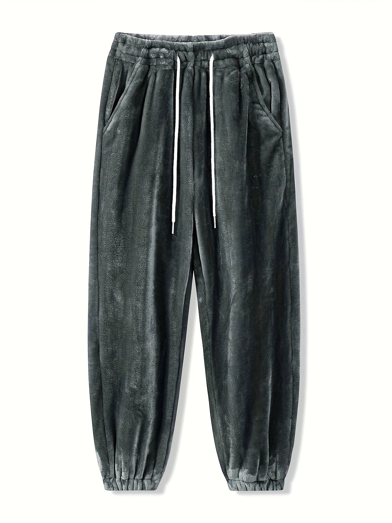 Men's Plush Thermal Sweatpants Pocket Jogger Pants