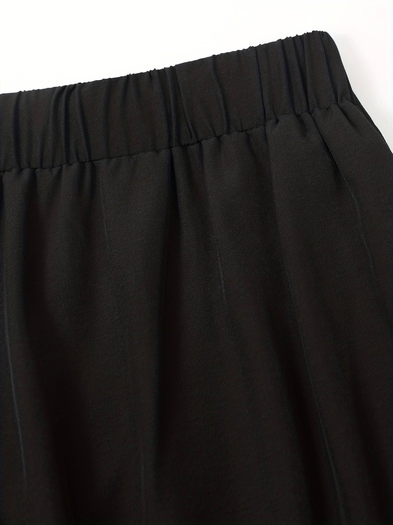  Solid High Rise Smock Wide Leg Trousers