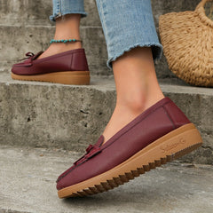 Women's Bow Flat Loafers Soft Sole Slip On Shoes Casual Walking Flats