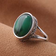Vintage Oval Malachite Ring Cocktail Party Ring Jewelry Gift For Women