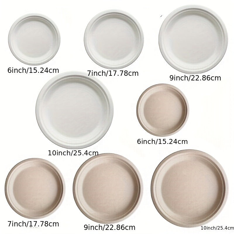 100pcs Sugarcane Bagasse Plates - Eco Friendly Biodegradable Paper Plates