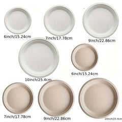 100pcs Sugarcane Bagasse Plates - Eco Friendly Biodegradable Paper Plates