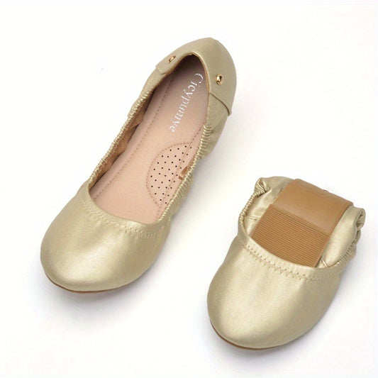 Women's Soft Sole Ballet Flats Solid Faux Leather Slip On Shoes Comfortable