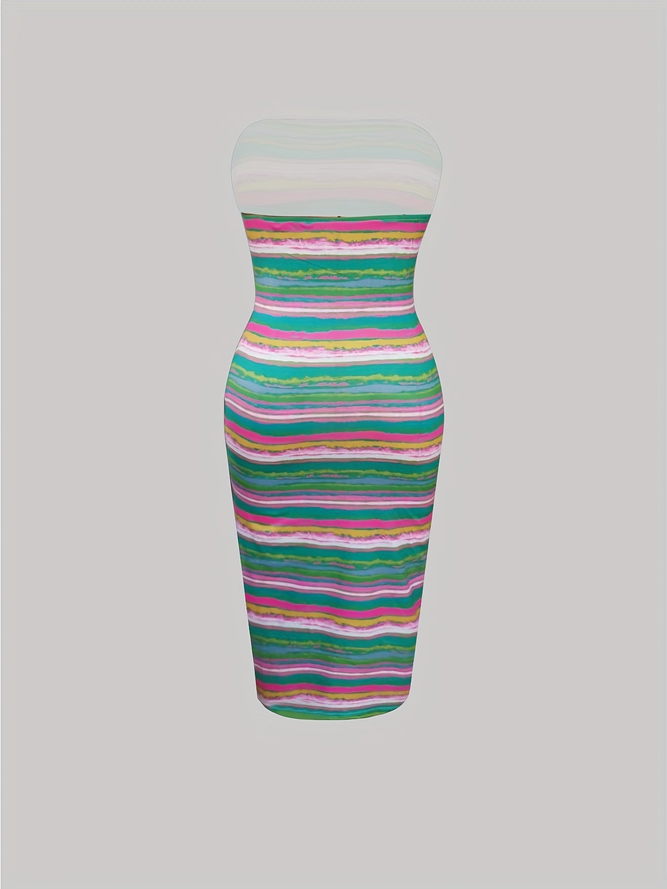  Colorblock Striped Stretch Midi Dress