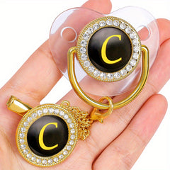 Golden Letters Blingbaby Pacifier BPA with Chain Clip