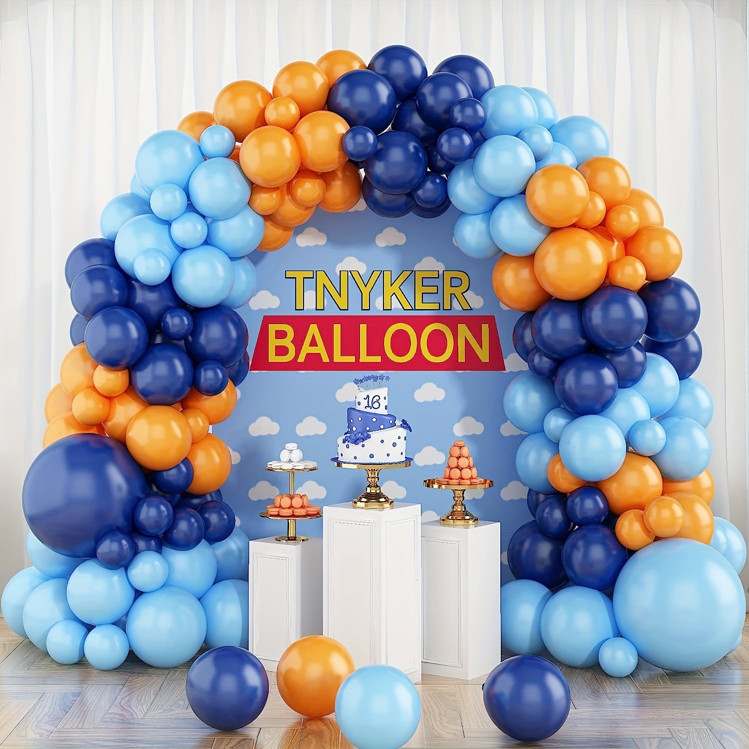 Navy and Orange Balloons Garland Arch Kit for Wedding Birthday Party