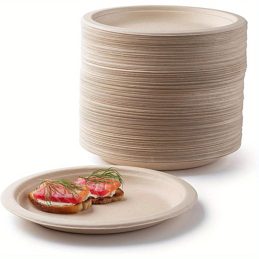 150pcs Biodegradable Sugarcane Bagasse Plate