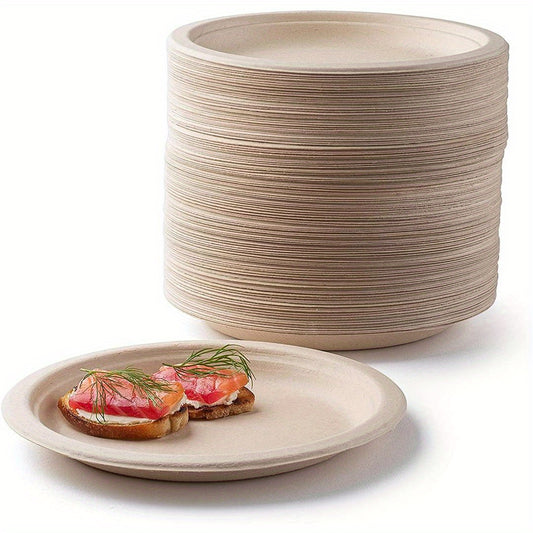 150pcs Biodegradable Sugarcane Bagasse Plate