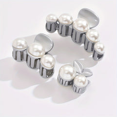 Geometric Faux Pearl Hair Claw for Women
