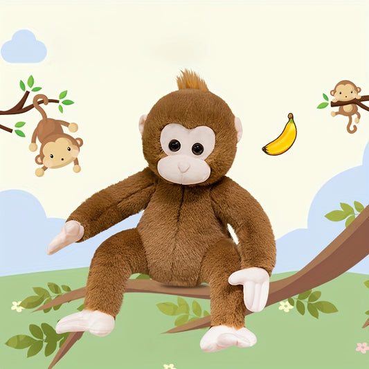 Soft Plush Monkey Toy Brown Cartoon Monkey Doll with Eyes & Limbs
