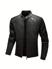 Men's Warm Fleece PU Jacket Casual Leather Coat