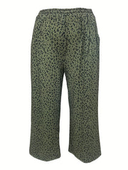 Leopard Print High Rise Wide Leg Pants With Pockets