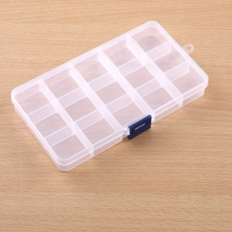 15 Grids Clear Plastic Storage Box Jewelry Organizer Fishing Tackle Container