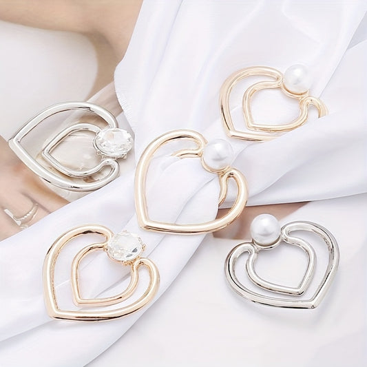 Heart Shape Scarf Buckle Faux Pearls Clothings Accessories