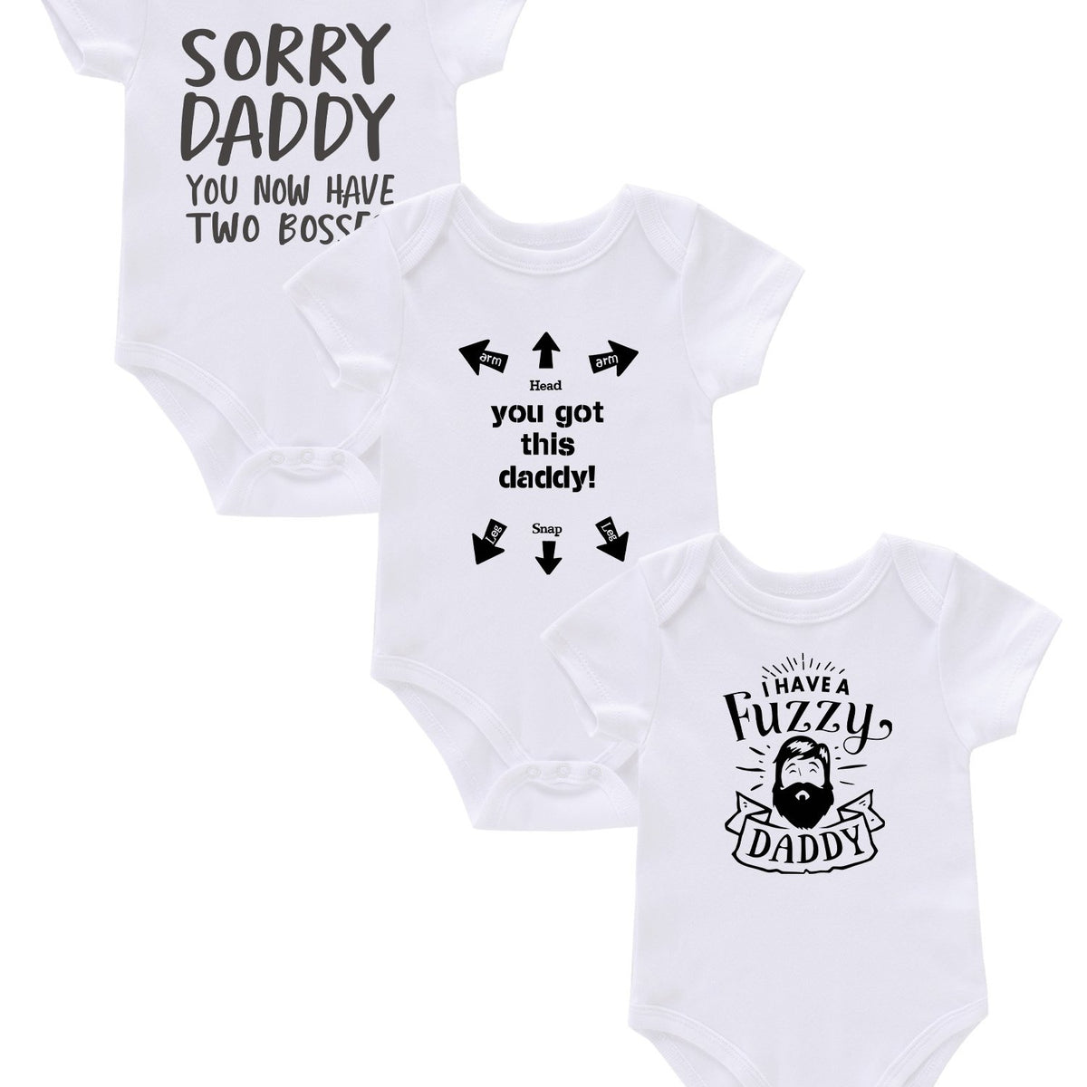 3pcs Comfy Bodysuit Set with Creative Letter Print