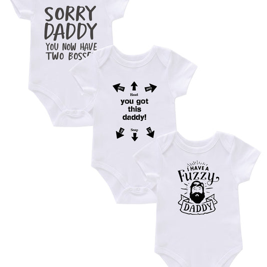 3pcs Comfy Bodysuit Set with Creative Letter Print