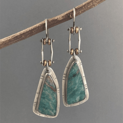 Turquoise Gemstone Stud Earring with Zircon Inlay