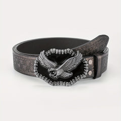 Men's Embossed Buckle Belt PU Leather Cowboy Suit Waist Strap