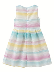 Girls' Rainbow Sleeveless Dress Party Holiday Outing Kids Clothing