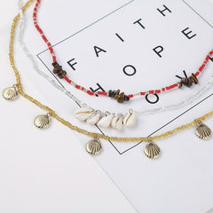 Boho Beads Waist Chain Shell Crushed Stone Decor Elastic Belly Chain