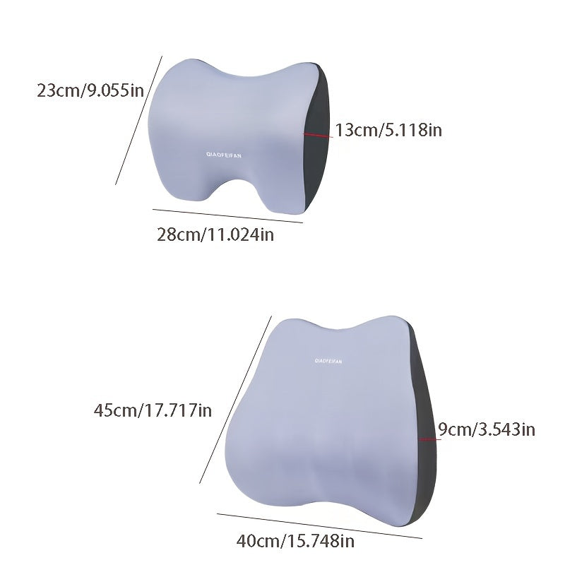 Memory Foam Car Neck Pillow Lumbar Support Set