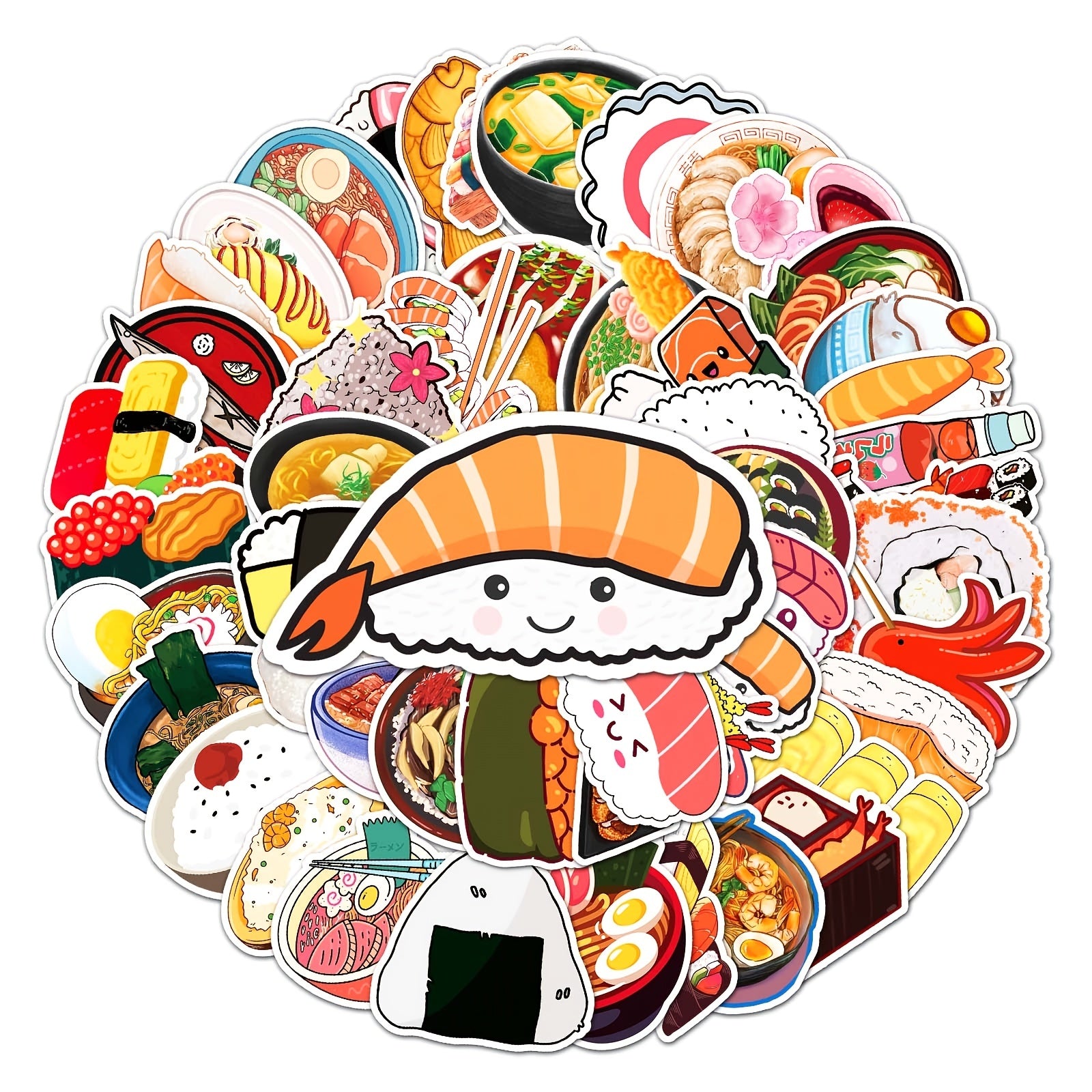 50pcs Japanese Food Waterproof Stickers For Car Laptop Skateboard