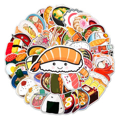 50pcs Japanese Food Waterproof Stickers For Car Laptop Skateboard