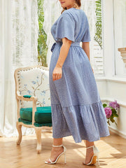  Polka Dot Print Smock Dress With Belt