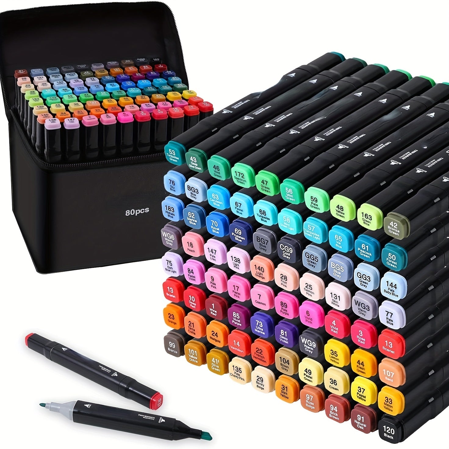 80pc Double Headed Coloring Marker Set with Storage Box