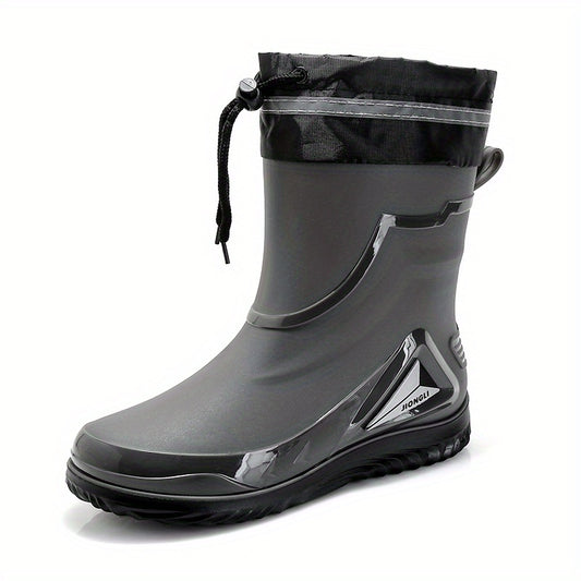 Men's PVC Rain Boots Slip On Waterproof Comfy Rain Shoes