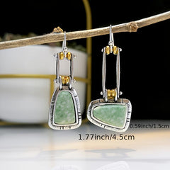 Turquoise Gemstone Stud Earring with Zircon Inlay