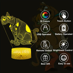 3D Cartoon Dog Night Light for Kids, 16 Colors Changing with Remote Control
