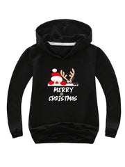 Reindeer Print Hoodie Casual Sweatshirt Girls Christmas