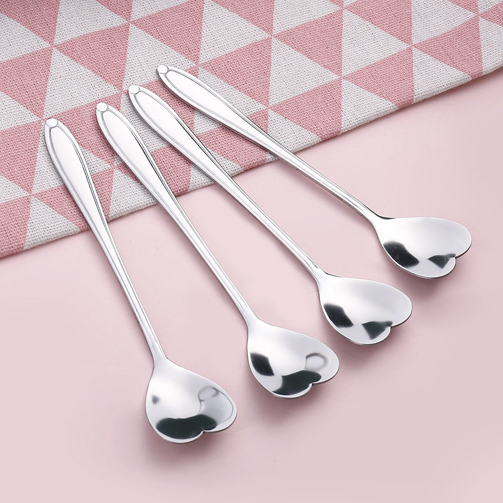 4pcs Heart Shaped Coffee & Dessert Spoon Set Tea Coffee Desserts