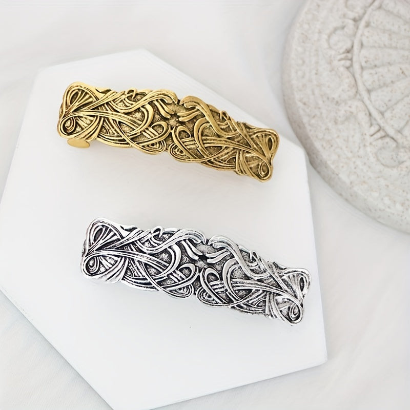 Vintage Viking Pattern Hair Clip French Barrette Ponytail Holder