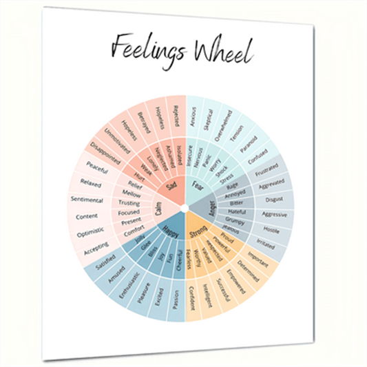 Feelings Wheel Poster Emotions Chart Therapy Decor