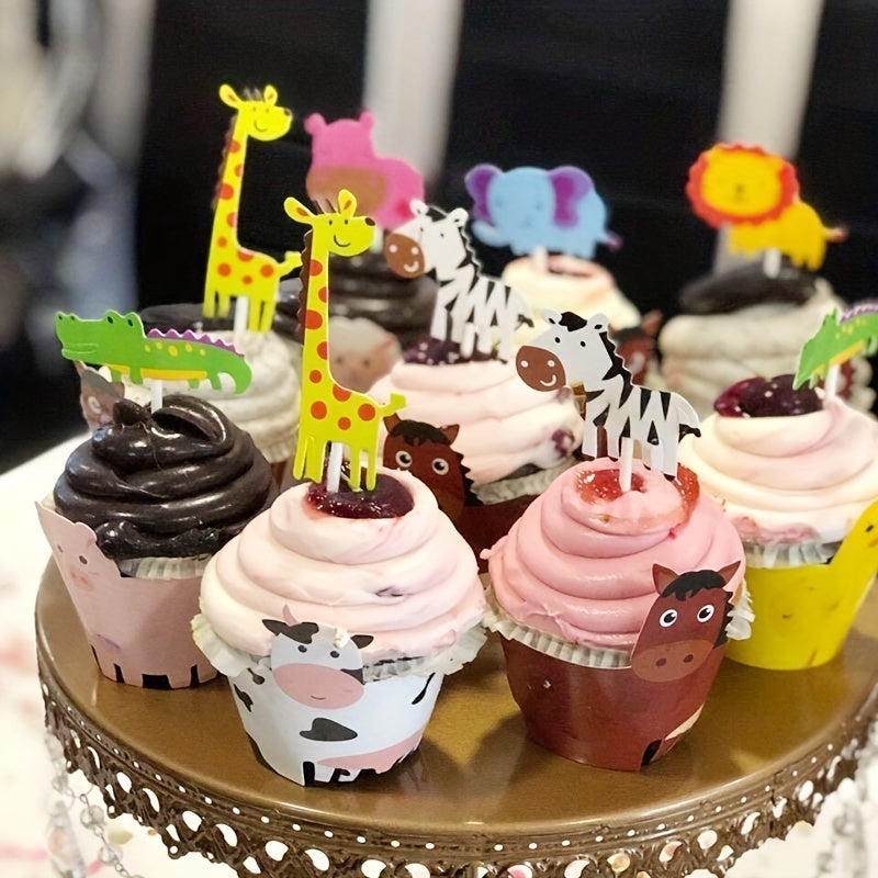 7pcs Animal Cake Insert Card Set for Baby Birthday Party Decoration