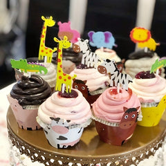 7pcs Animal Cake Insert Card Set for Baby Birthday Party Decoration