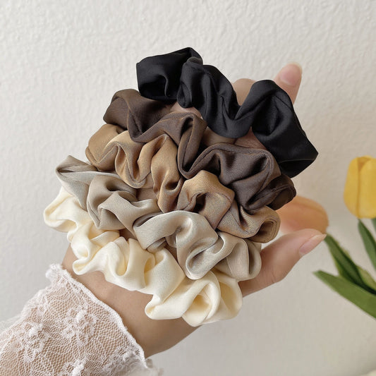 5pcs Solid Silk Hair Scrunchies for Women Girls Soft Elastic Scrunchie