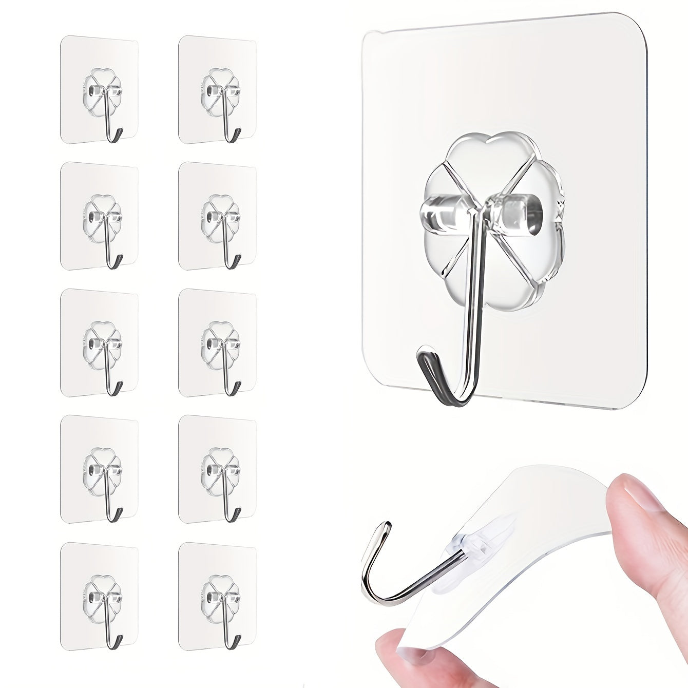 30pcs Transparent Adhesive Hooks Kitchenware Hooks Anti Skid Traceless