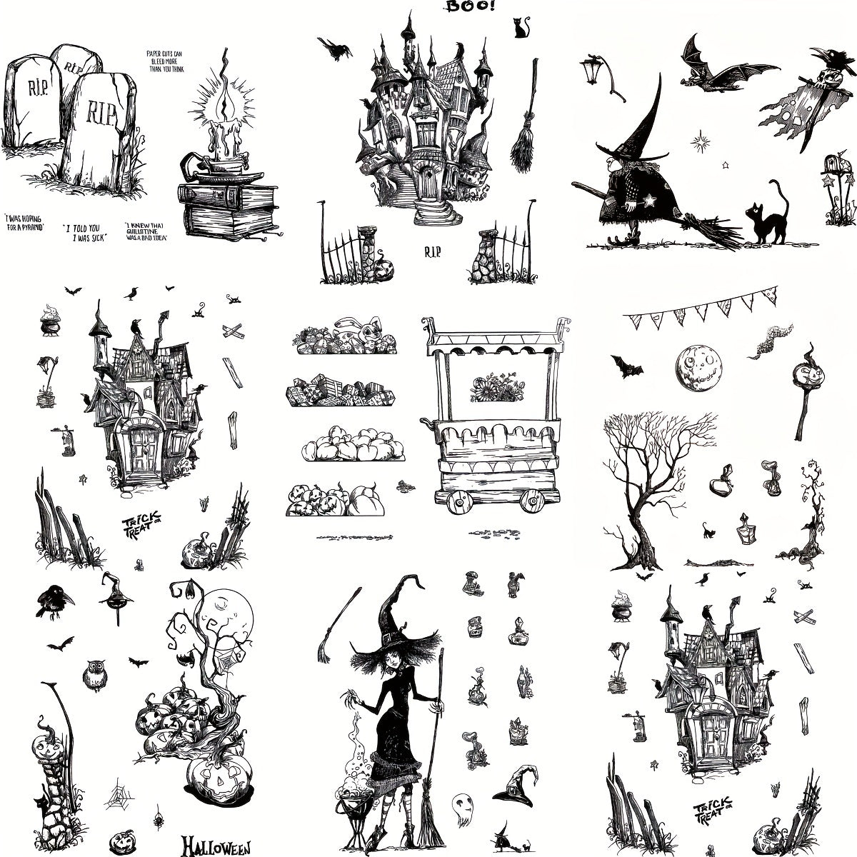 Halloween Stencils Scrapbooking Craft Embossing Transparent Stamps