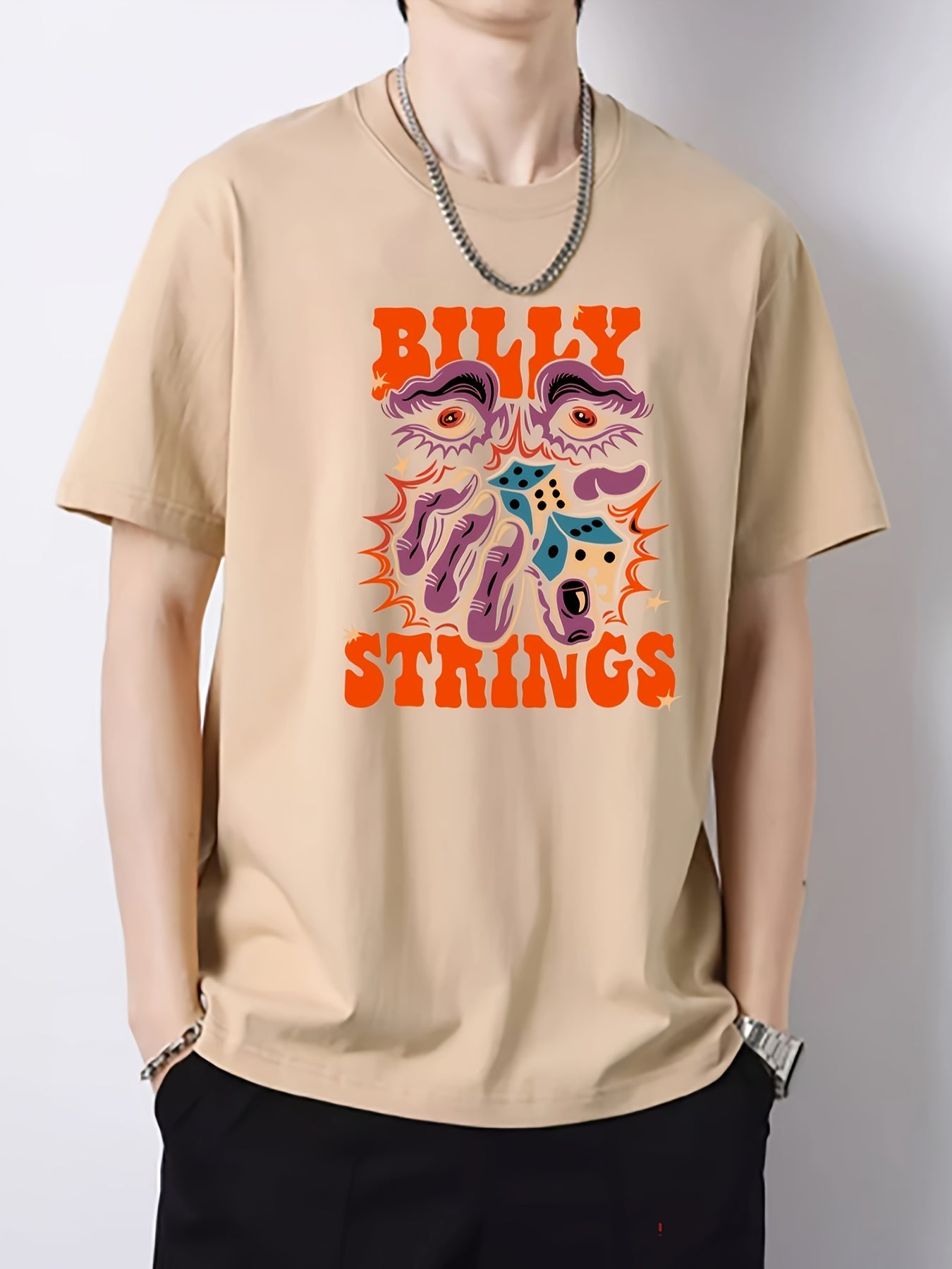 Men's Printed Slim Fit Short Sleeve T-shirt for Spring Summer