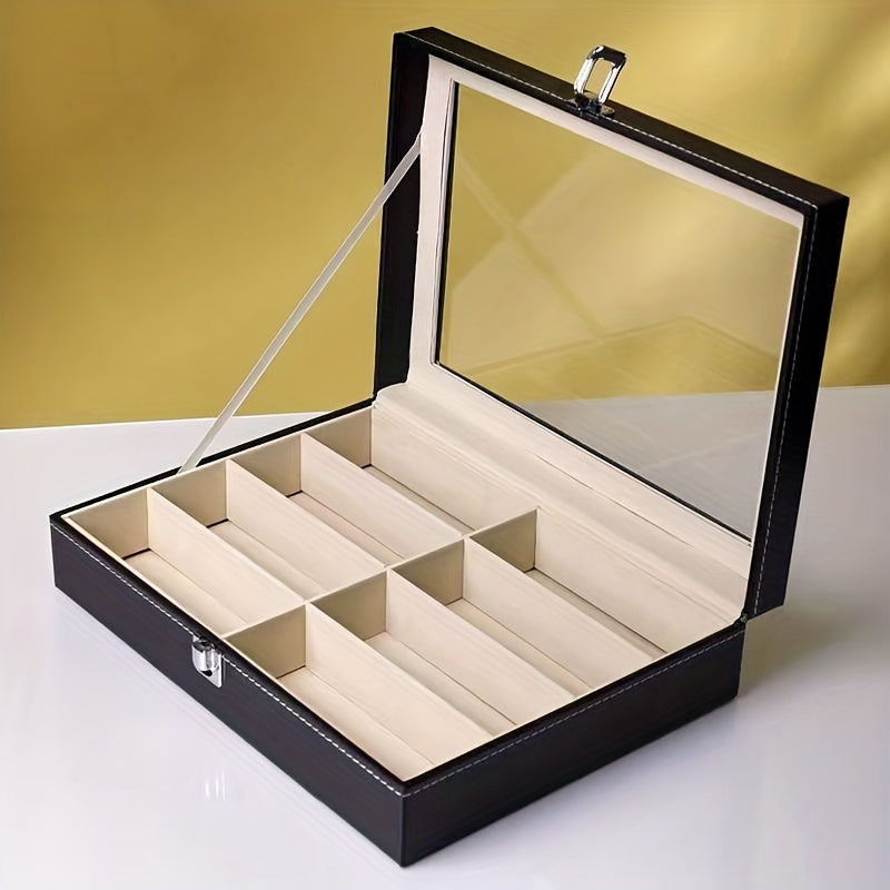 8 Slots Sunglasses Organizer PU Leather Eyewear Display Case