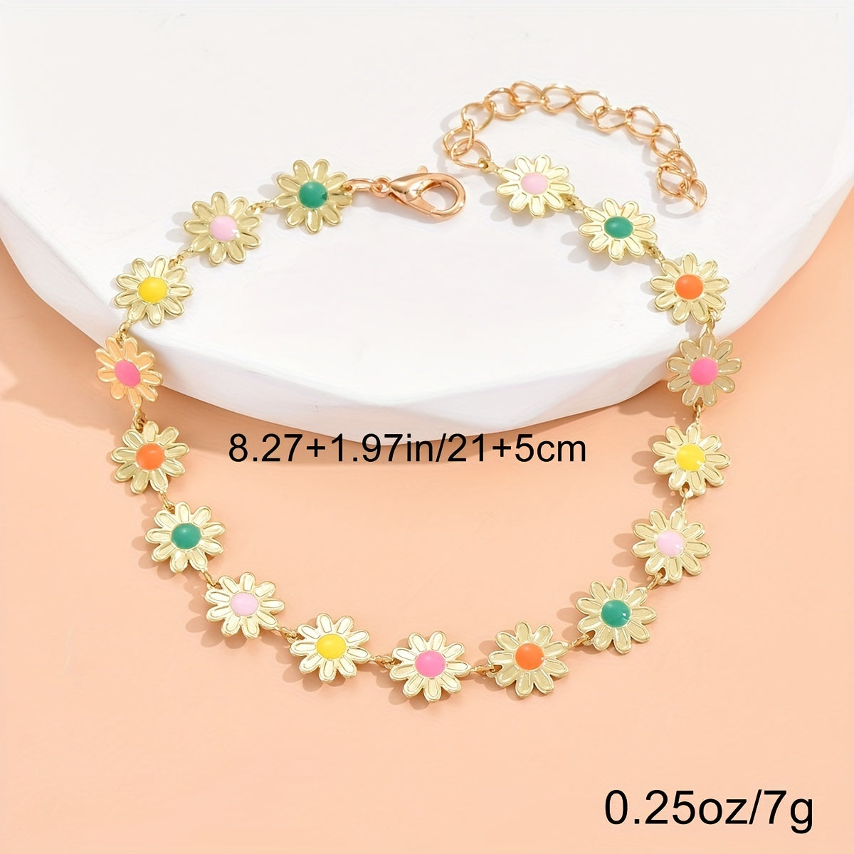 Beaded Flower Anklet Dainty Ankle Bracelet