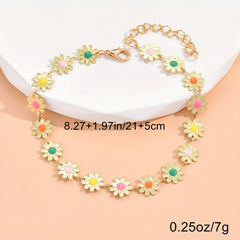 Beaded Flower Anklet Dainty Ankle Bracelet