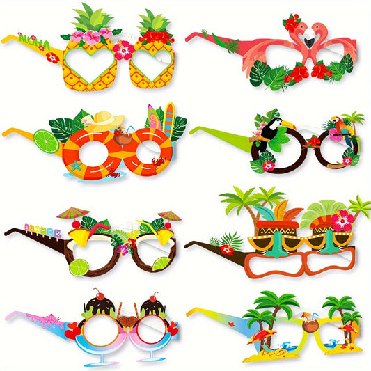 8pcs Luau Party Eyeglasses Bulk Beach Party Paper Glasses Favors Hawaiian Party