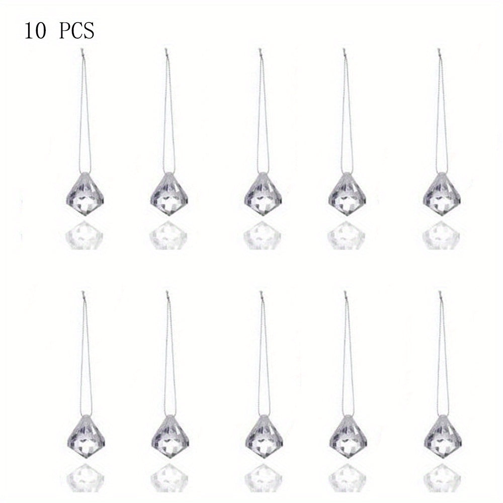 10pcs Christmas Acrylic Diamond Pendants Transparent Decorations