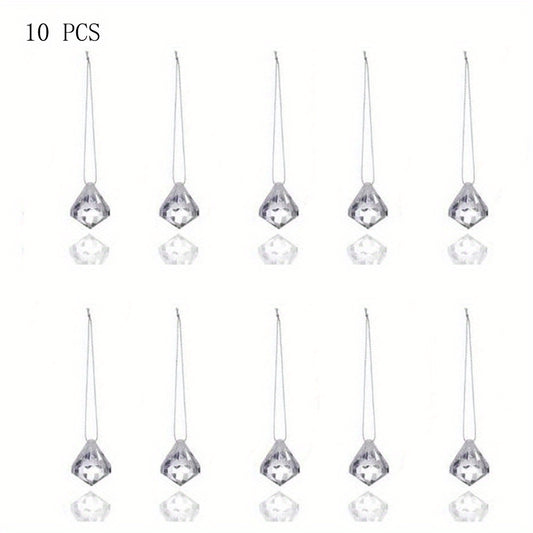 10pcs Christmas Acrylic Diamond Pendants Transparent Decorations