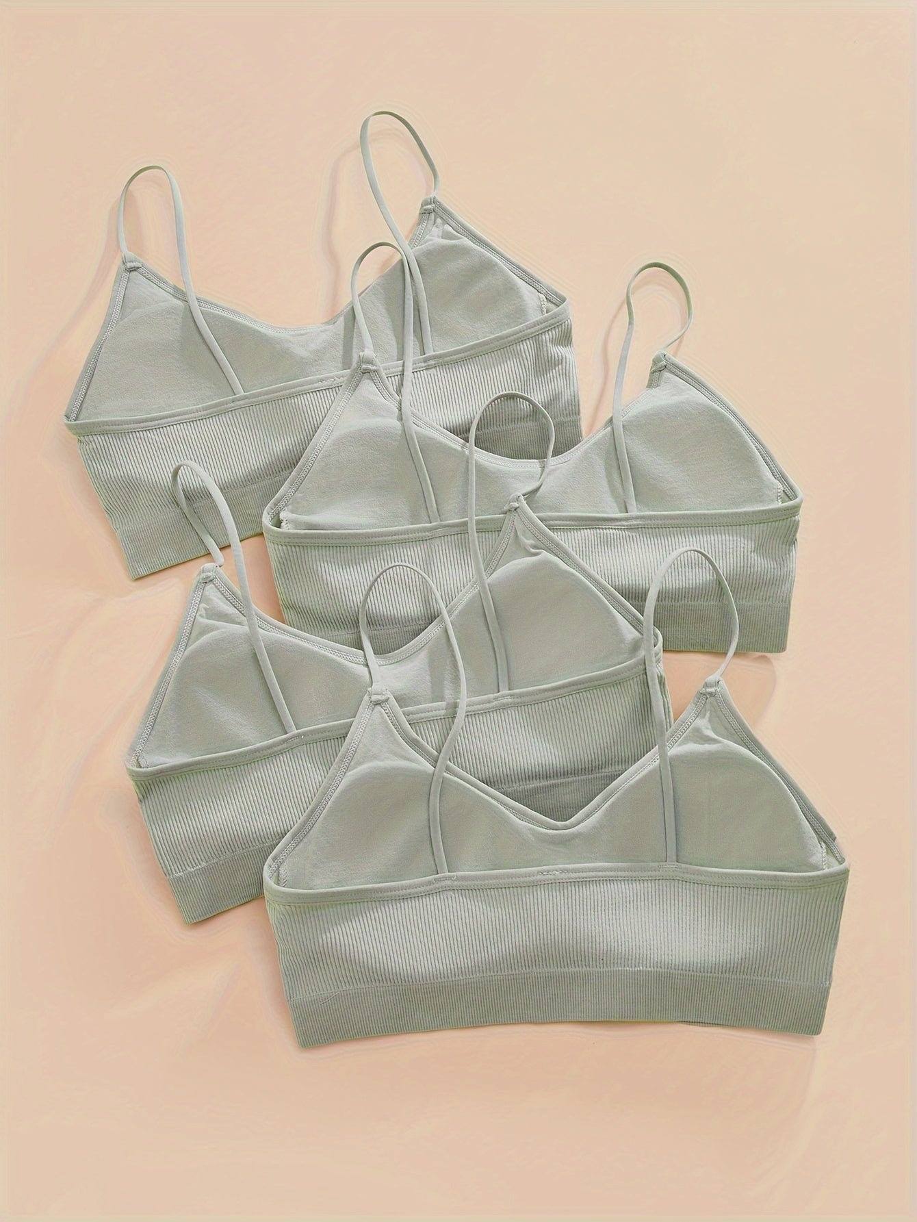 4pcs Ribbed Wireless Bras Comfort & Breathable Intimates